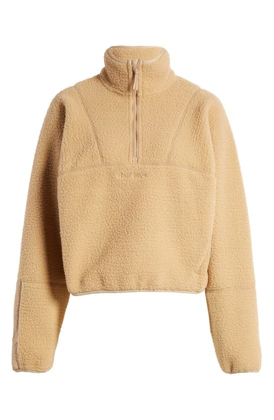 Halfdays Pieper Water Repellent Recycled Polyester Fleece Quarter Zip Top In Chai