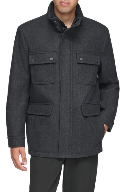 Shop Andrew Marc Dunbar Melton Jacket In Charcoal