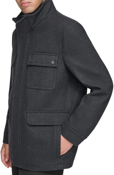 Andrew Marc Dunbar Melton Jacket In Charcoal