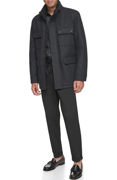 Andrew Marc Dunbar Melton Jacket In Charcoal