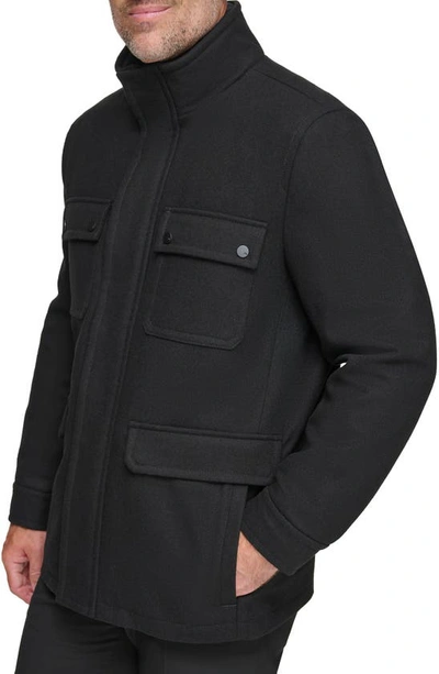 Shop Andrew Marc Dunbar Melton Jacket In Black