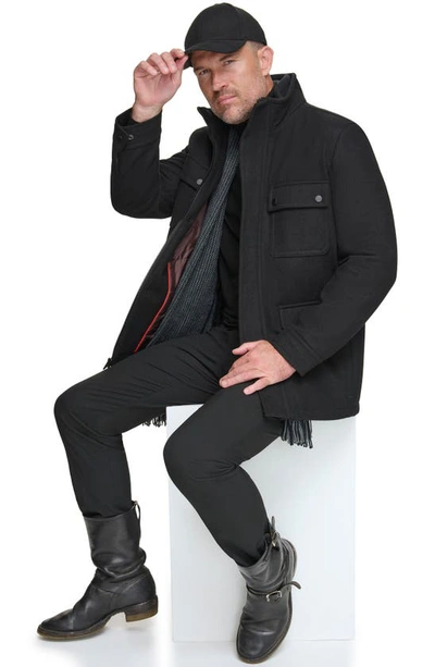 Shop Andrew Marc Dunbar Melton Jacket In Black