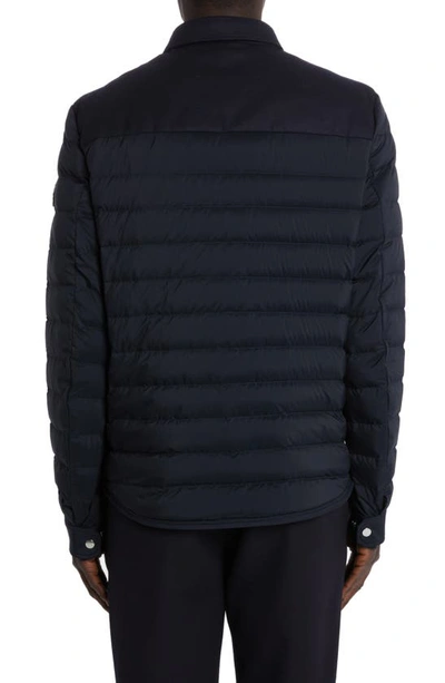 Shop Moncler Fauscoum Virgin Wool & Quilted Nylon Down Jacket In Dark Navy Blue