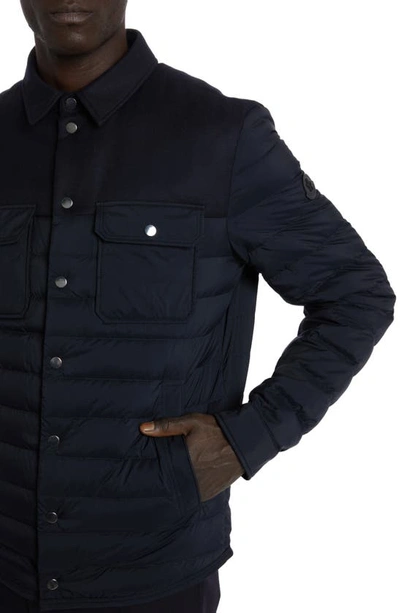 Shop Moncler Fauscoum Virgin Wool & Quilted Nylon Down Jacket In Dark Navy Blue