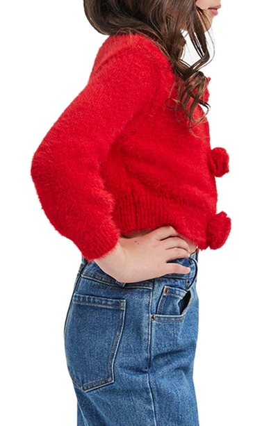 Shop Bardot Kids' Flower Accent Crop Cardigan In Winter Red