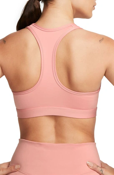 Nike Women's Swoosh Medium Support Padded Sports Bra In Red Stardust/ White