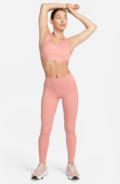 Nike Women's Swoosh Medium Support Padded Sports Bra In Red Stardust/ White