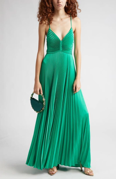 Shop A.l.c Aries Pleated Dress In Verde