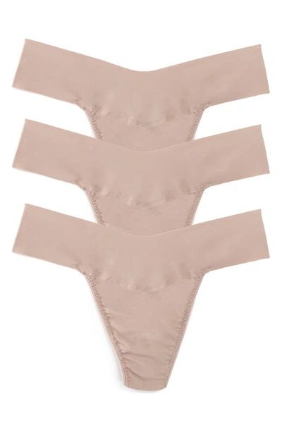 Shop Hanky Panky Breathe Assorted 3-pack V-cut Thongs In Taupe
