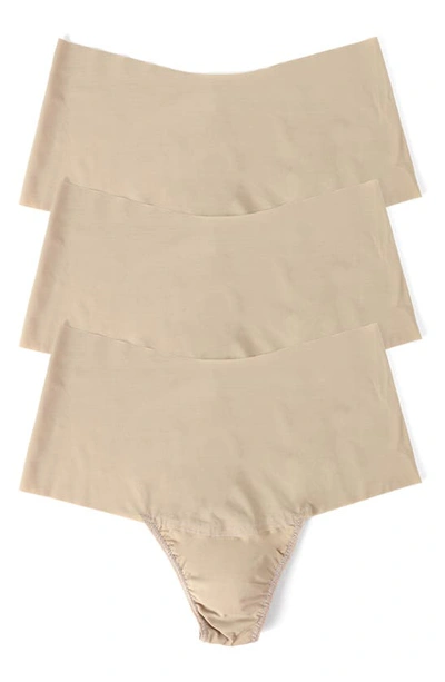 Shop Hanky Panky Breathe Assorted 3-pack High Waist Thongs In Taupe
