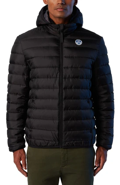 Shop North Sails Sky Water Resistant Hooded Puffer Jacket In Black