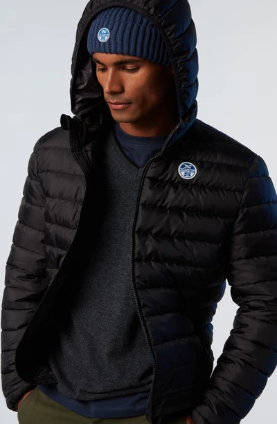 Shop North Sails Sky Water Resistant Hooded Puffer Jacket In Black