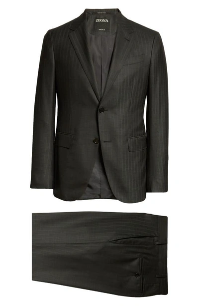Shop Zegna 15milmil15 Stripe Wool Suit In Grey