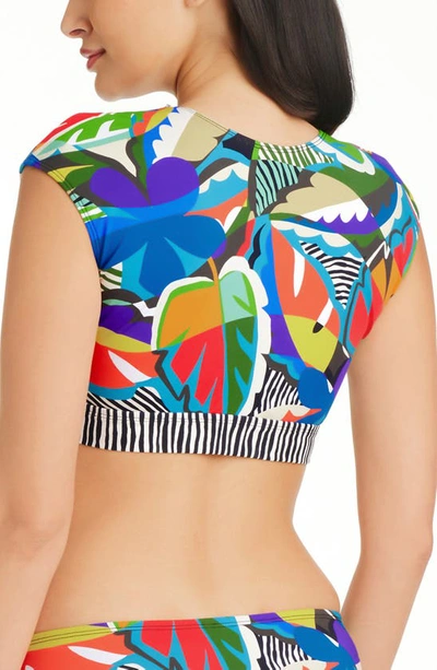 Shop Bleu By Rod Beattie Mix Cap Sleeve Bikini Top In Multi Colored