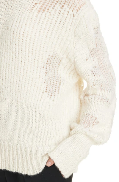 Shop Chloé Mixed Stitch Wool Blend Sweater In 107-iconic Milk