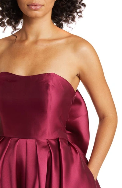 Shop Hutch Adaleigh Strapless High-low Gown In Burgundy