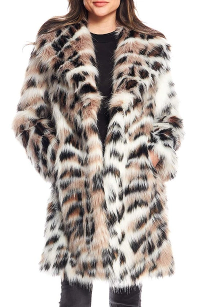 Shop Donna Salyers Fabulous-furs Donna Salyers Fabulous Furs Wild Side Leopard Print Faux Fur Coat In White Multi