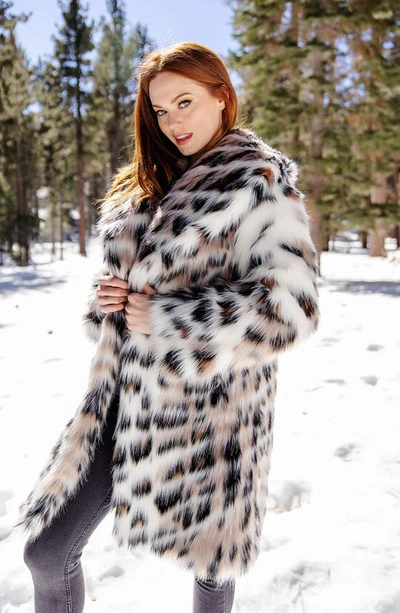 Shop Donna Salyers Fabulous-furs Donna Salyers Fabulous Furs Wild Side Leopard Print Faux Fur Coat In White Multi