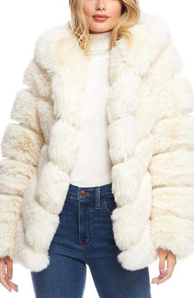 Shop Donna Salyers Fabulous-furs Chateau Quilted Faux Fur Hooded Coat In Ivory