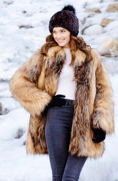 Shop Donna Salyers Fabulous-furs Donna Salyers Fabulous Furs Shawl Collar Faux Fur Coat In Redfox