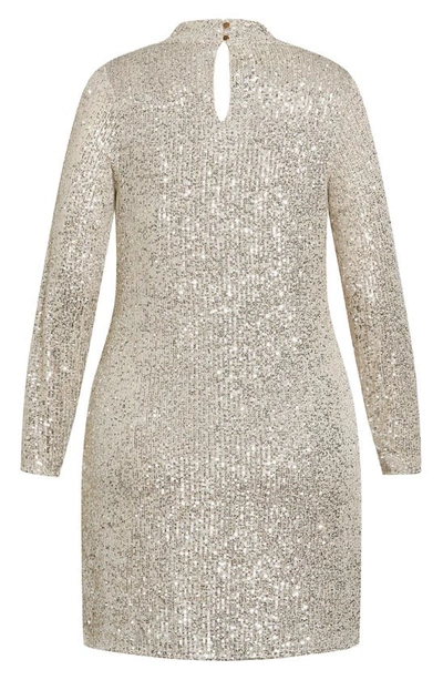 CITY CHIC CITY CHIC GLOWING SEQUIN LONG SLEEVE SWEATER DRESS 