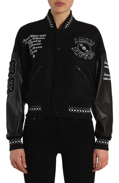Shop Amiri Dj Preemo Wool Blend Varsity Jacket In Black Multi