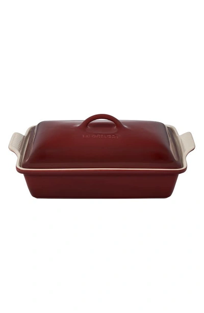 Shop Le Creuset 4-quart Rectangular Stoneware Casserole With Lid In Rhone