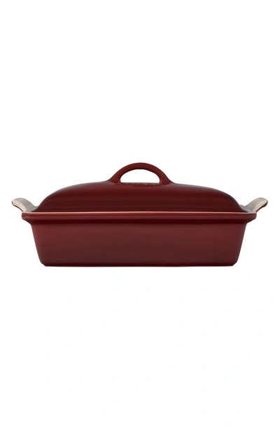 Shop Le Creuset 4-quart Rectangular Stoneware Casserole With Lid In Rhone