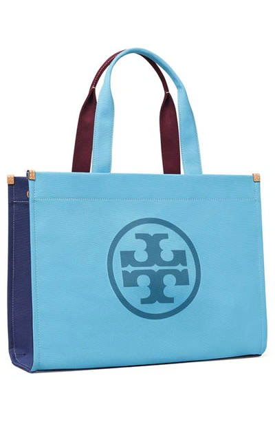 Tory Burch Ella Colorblock Canvas Tote In Sky Blue Multicolor