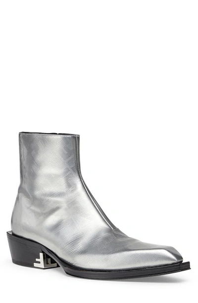 Shop Fendi Stivaletto Ankle Boot In F01hz-dark Silver