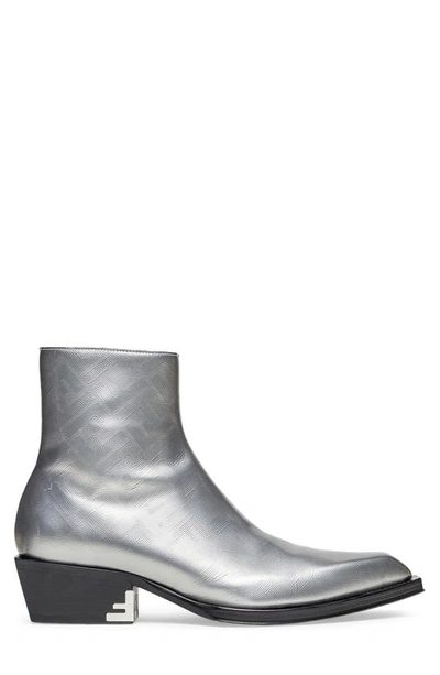 Shop Fendi Stivaletto Ankle Boot In F01hz-dark Silver