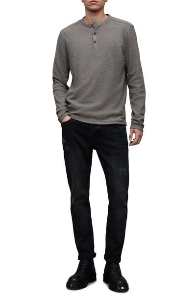 Shop Allsaints Muse Long Sleeve Thermal Henley In Fossil Brown