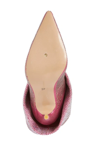 Shop Azalea Wang Wishful Crystal Embellished Pointed Toe Boot In Pink