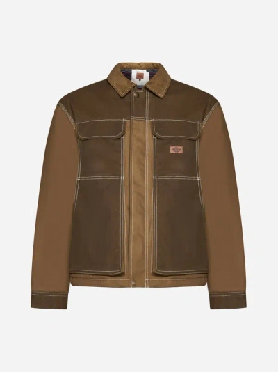 Shop Dickies Lucas Waxed Cotton Padded Jacket In Brown