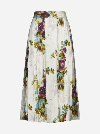 Shop Tory Burch Print Viscose Midi Skirt In Multicolor
