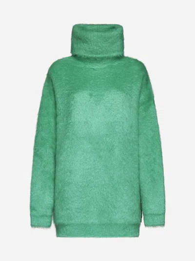 Shop Gucci Mohair-blend Mini Sweater Dress In Mint Green