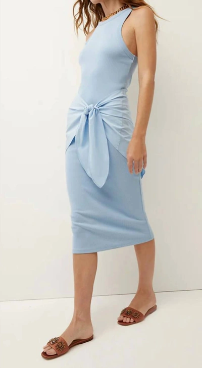 Shop Veronica Beard Odeon Tie-front Ribbed Dress In Lake Blue