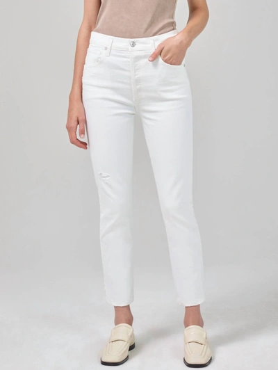 Shop Citizens Of Humanity Jolene High Rise Slim Straight Jean In White Out In Multi