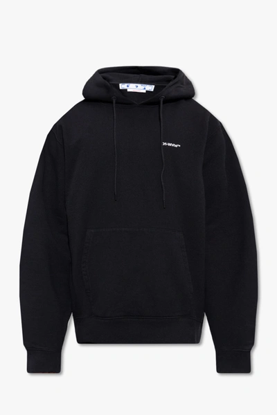 Shop Off-white Black Logo Hoodie In New