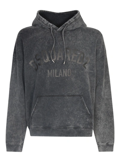 Shop Dsquared2 Hercallna Fit Hoodie In Charcoal Blue