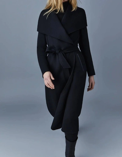 Shop Mackage Mai Double-face Wool Wrap Coat In Black