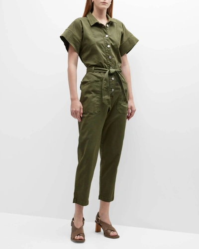 Shop Veronica Beard Eakin Jumpsuit In Army Green In Multi