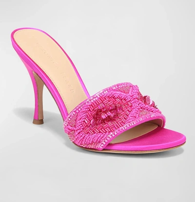 Shop Veronica Beard Women's Braxton Beaded Mule Sandal In Fuschia In Pink