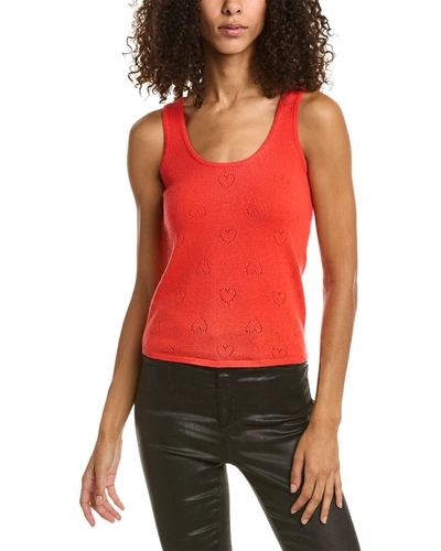 Shop Monrow Pointelle Heart Wool & Cashmere-blend Tank In Red