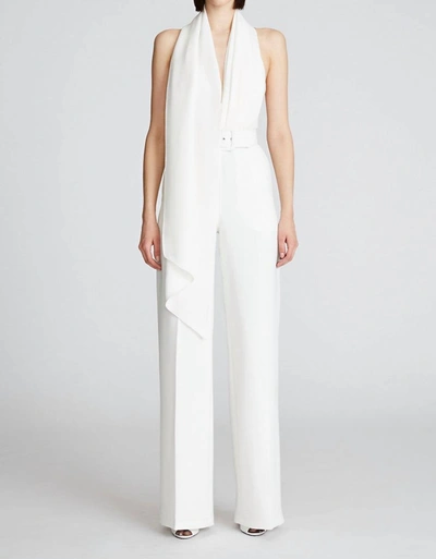 Shop Halston Heritage Mel Jumpsuit In Chalk In White