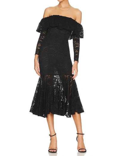 Caroline Constas Alessia Off-the-shoulder Lace Midi Dress In Black