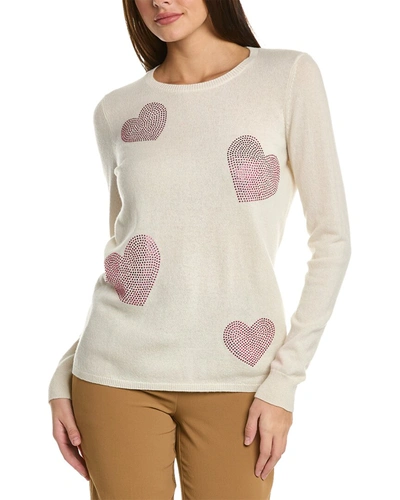Shop Sofiacashmere Hearts Cashmere Sweater In White