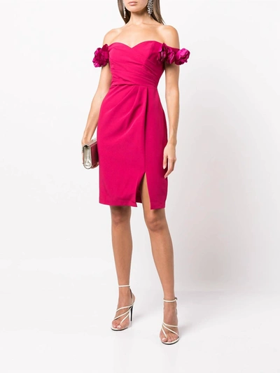 burgundy bridesmaid dresses off the shoulder Berylove Women Fuchsia Maxi Dress Floral Sequin Slit A Line Tulle Wedding  Guest Dress with Lace-up Back main image 0