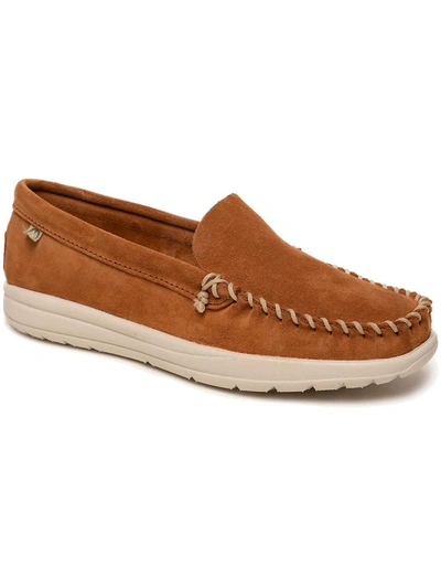 Shop Minnetonka Discover Classic Womens Flat Slip On Moccasins In Brown