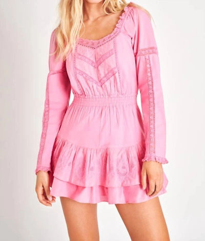 Shop Loveshackfancy Sanaya Mini Dress In Vivid Pink In Multi